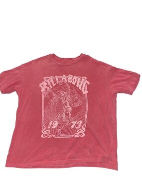 Billabong Red Vintage Surf Graphic Tee with White Print